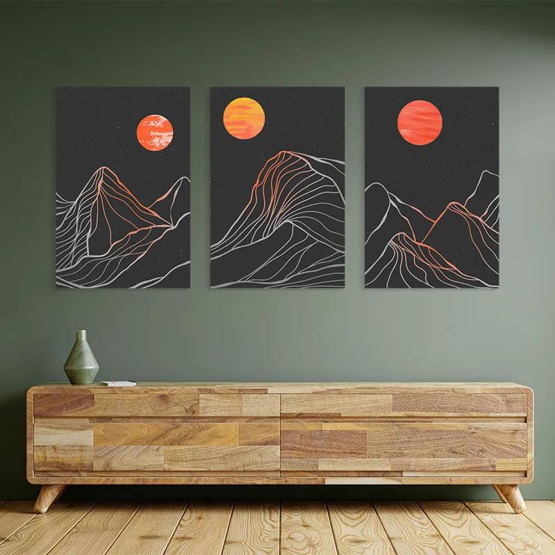 többrészes vászonkép Orange Moon Line mockup 2