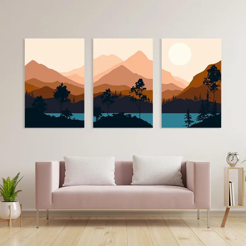 többrészes vászonkép Cream Moon Mountain mockup 3