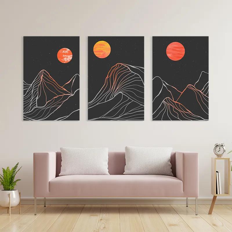 többrészes vászonkép Orange Moon Line mockup 3