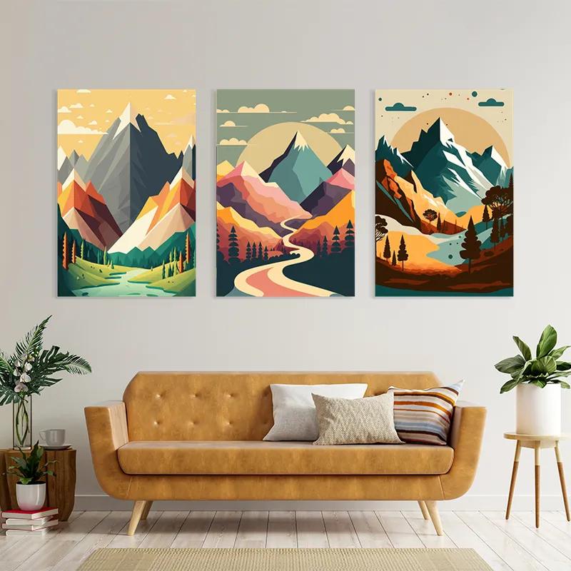 többrészes vászonkép Colorful Mountain Set mockup 4