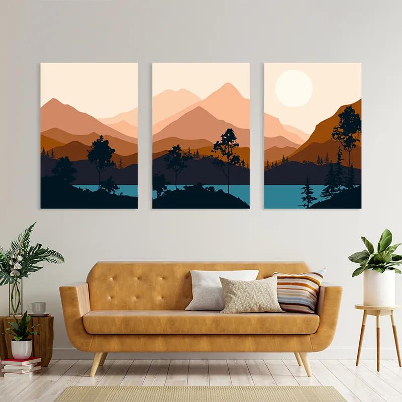 többrészes vászonkép Cream Moon Mountain mockup 4