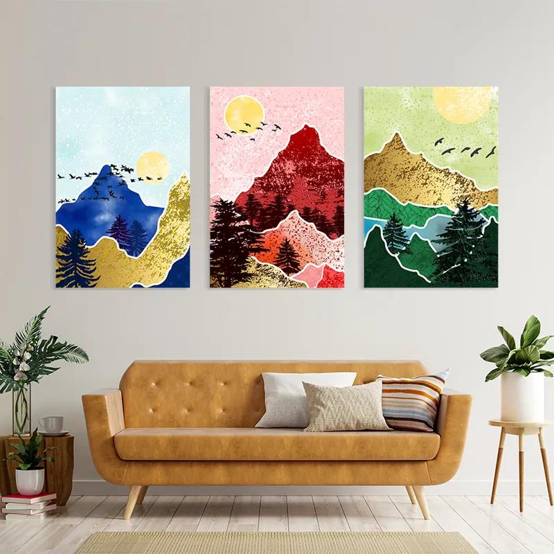 többrészes vászonkép Mountainirds Set mockup 4