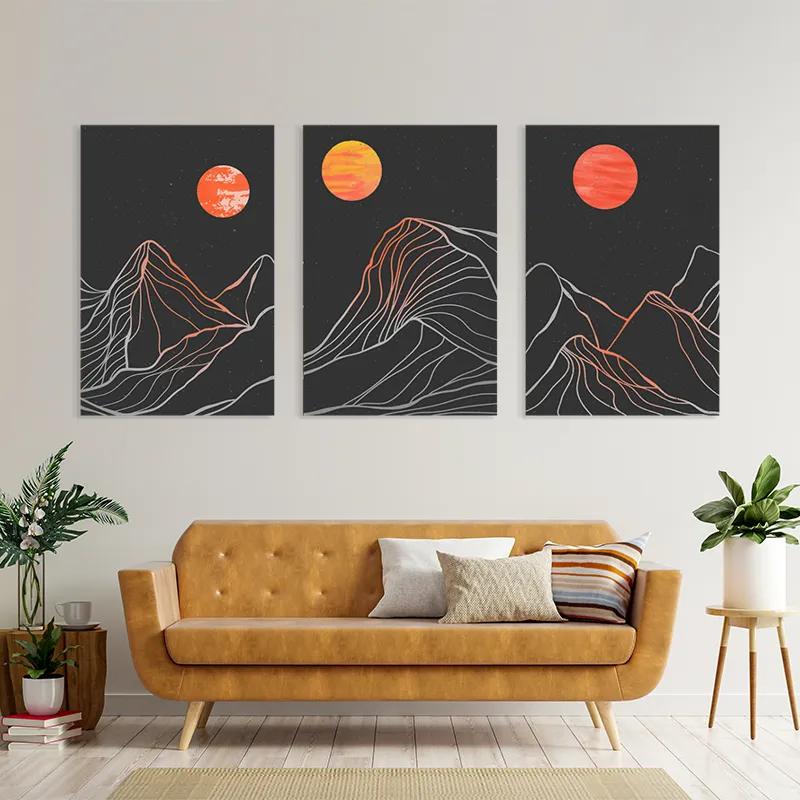 többrészes vászonkép Orange Moon Line mockup 4