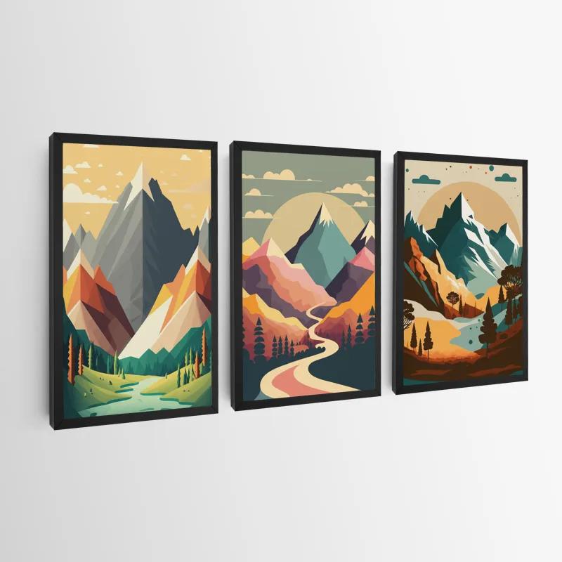 többrészes vászonkép Colorful Mountain Set mockup 0