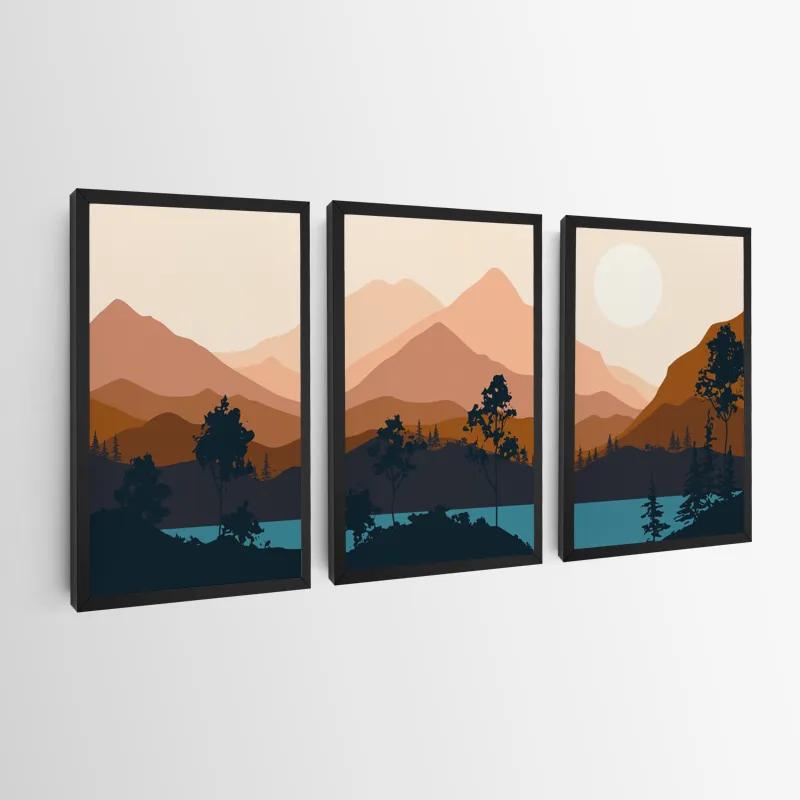 többrészes vászonkép Cream Moon Mountain mockup 0