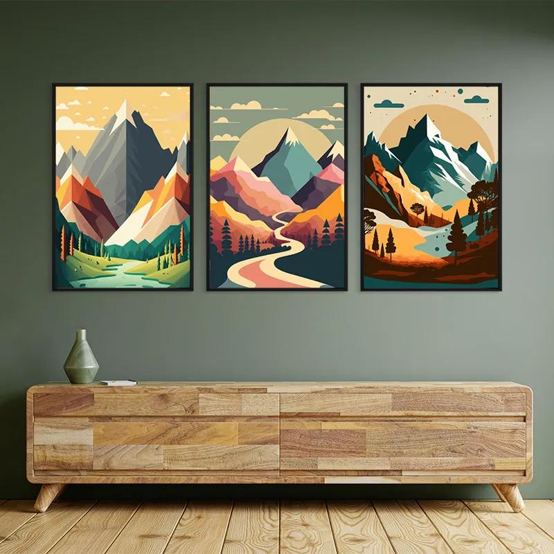 többrészes vászonkép Colorful Mountain Set mockup 2