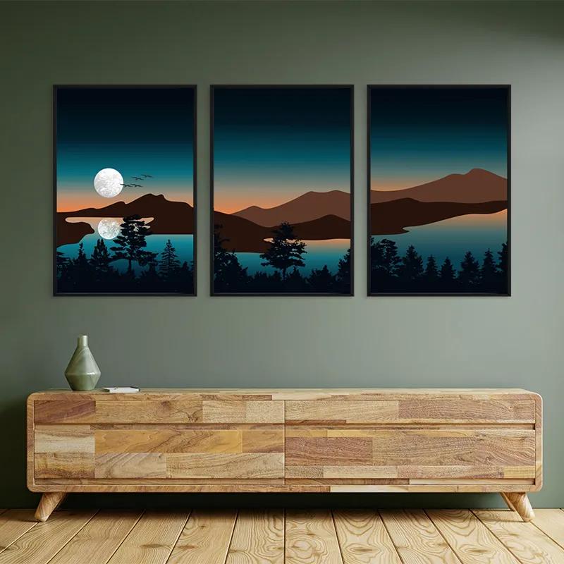 többrészes vászonkép Full Moon Mountain mockup 2