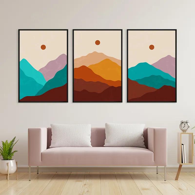 többrészes vászonkép Brown Moon Mountain mockup 3