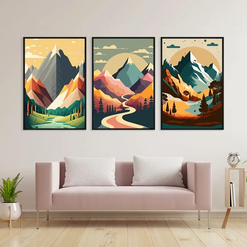 többrészes vászonkép Colorful Mountain Set mockup 3