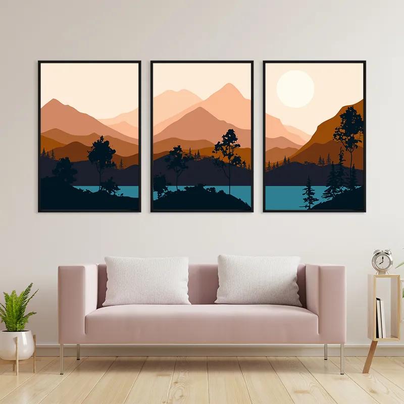 többrészes vászonkép Cream Moon Mountain mockup 3