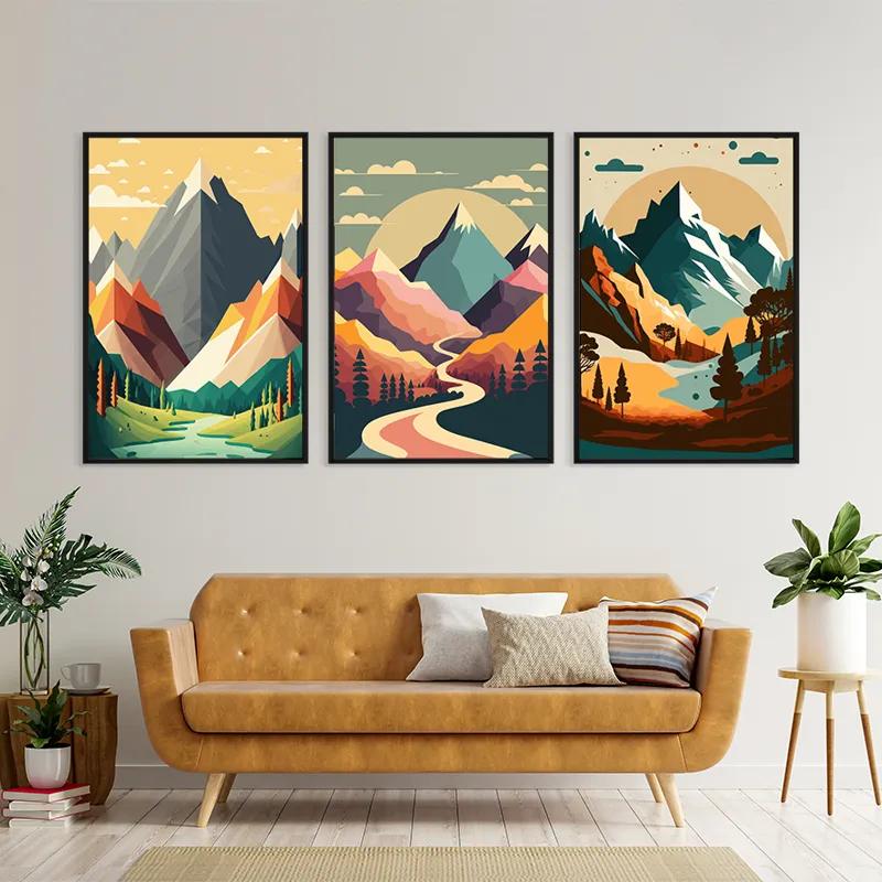 többrészes vászonkép Colorful Mountain Set mockup 4
