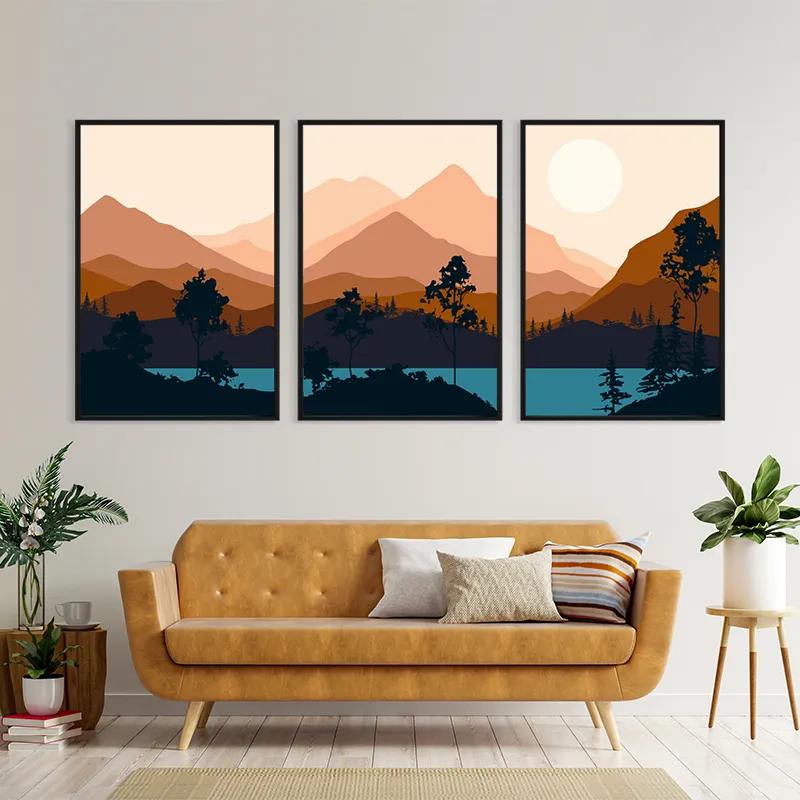 többrészes vászonkép Cream Moon Mountain mockup 4