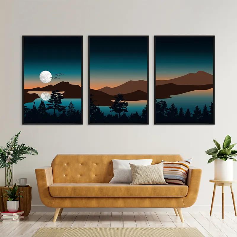 többrészes vászonkép Full Moon Mountain mockup 4