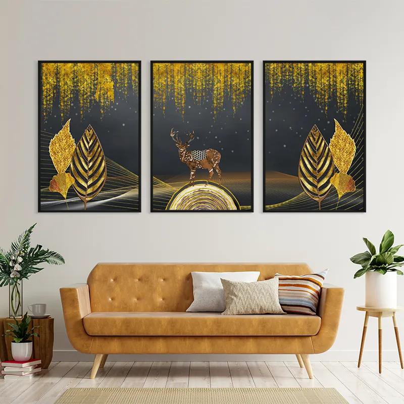 többrészes vászonkép Golden Deer mockup 4