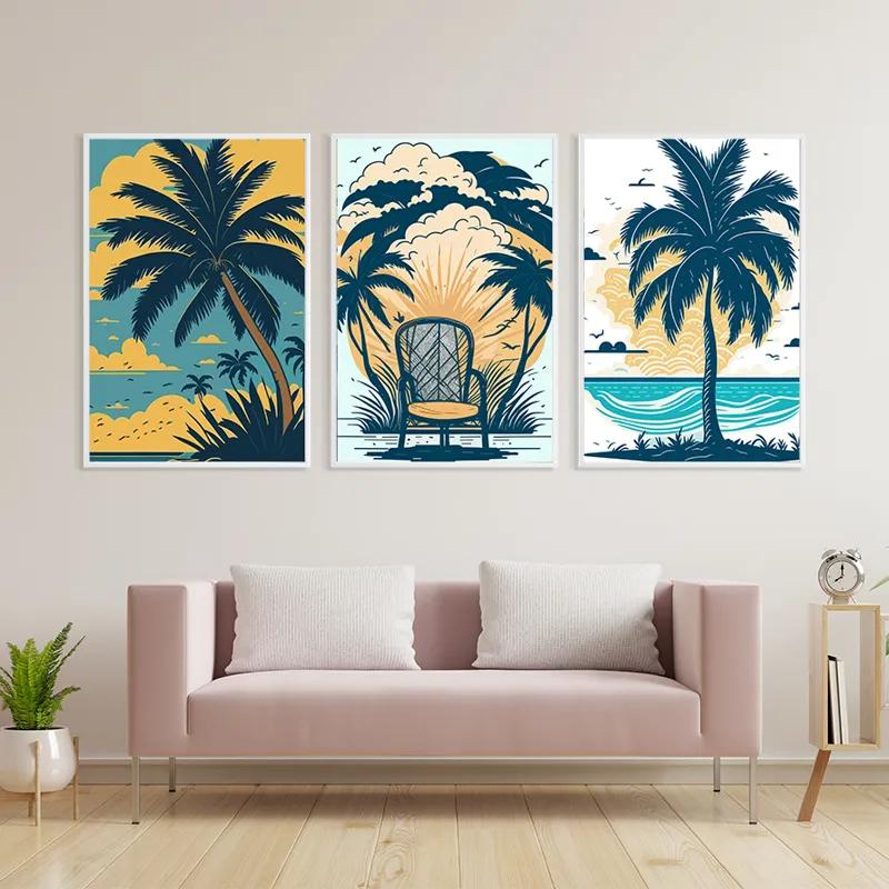 többrészes vászonkép Palm Tree Set mockup 3