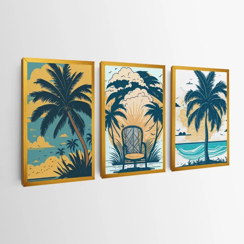 többrészes vászonkép Palm Tree Set mockup 0