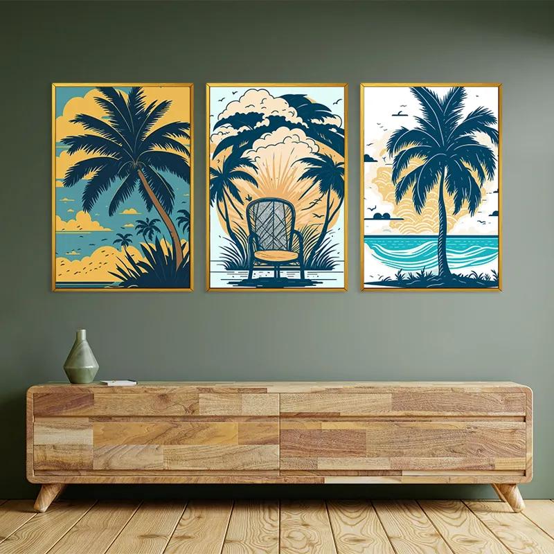 többrészes vászonkép Palm Tree Set mockup 2