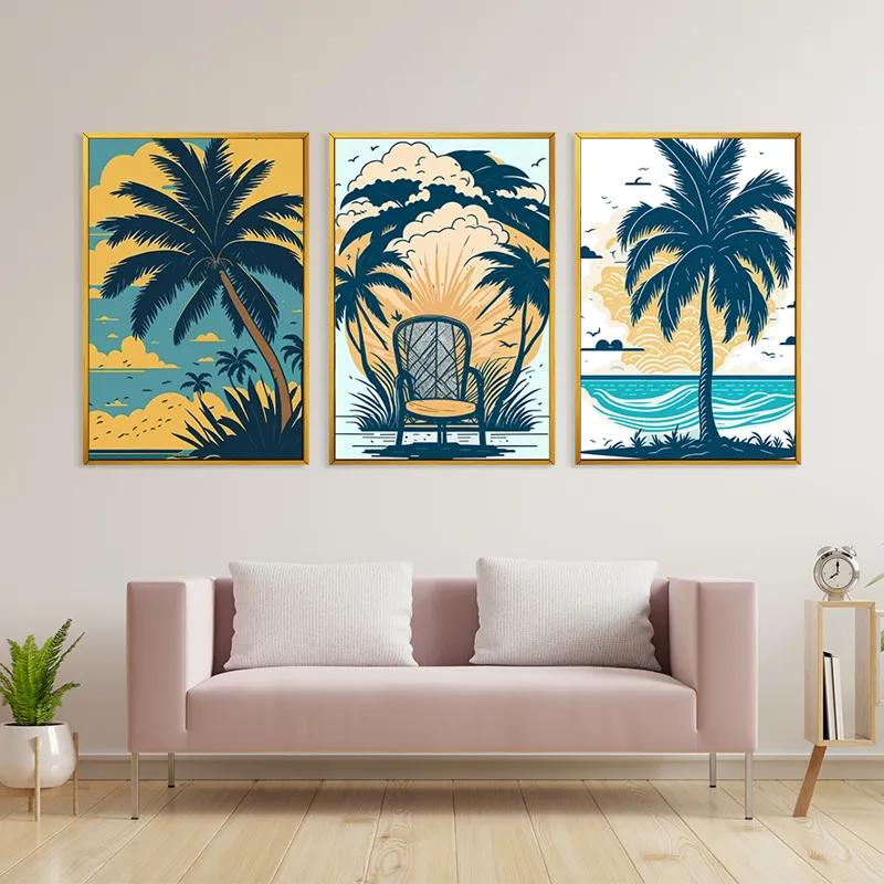 többrészes vászonkép Palm Tree Set mockup 3