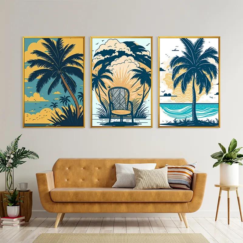 többrészes vászonkép Palm Tree Set mockup 4
