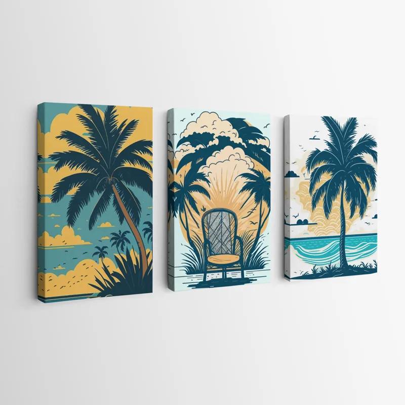 többrészes vászonkép Palm Tree Set mockup 0