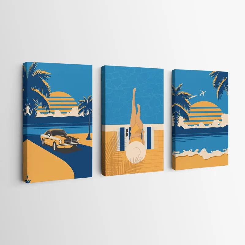 többrészes vászonkép Summer Retro Set mockup 0