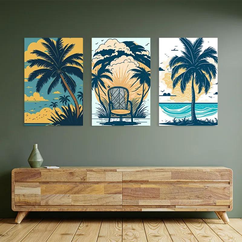többrészes vászonkép Palm Tree Set mockup 2