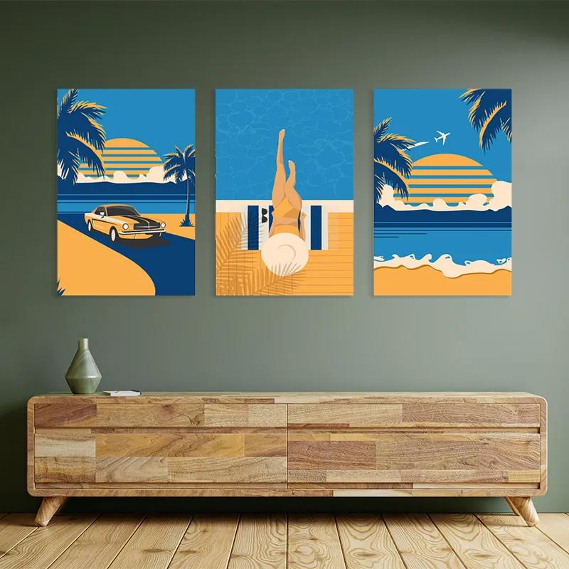 többrészes vászonkép Summer Retro Set mockup 2