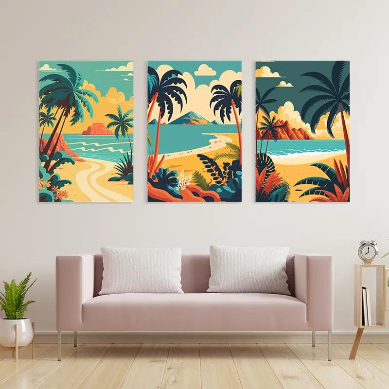 többrészes vászonkép Beach Palm mockup 3