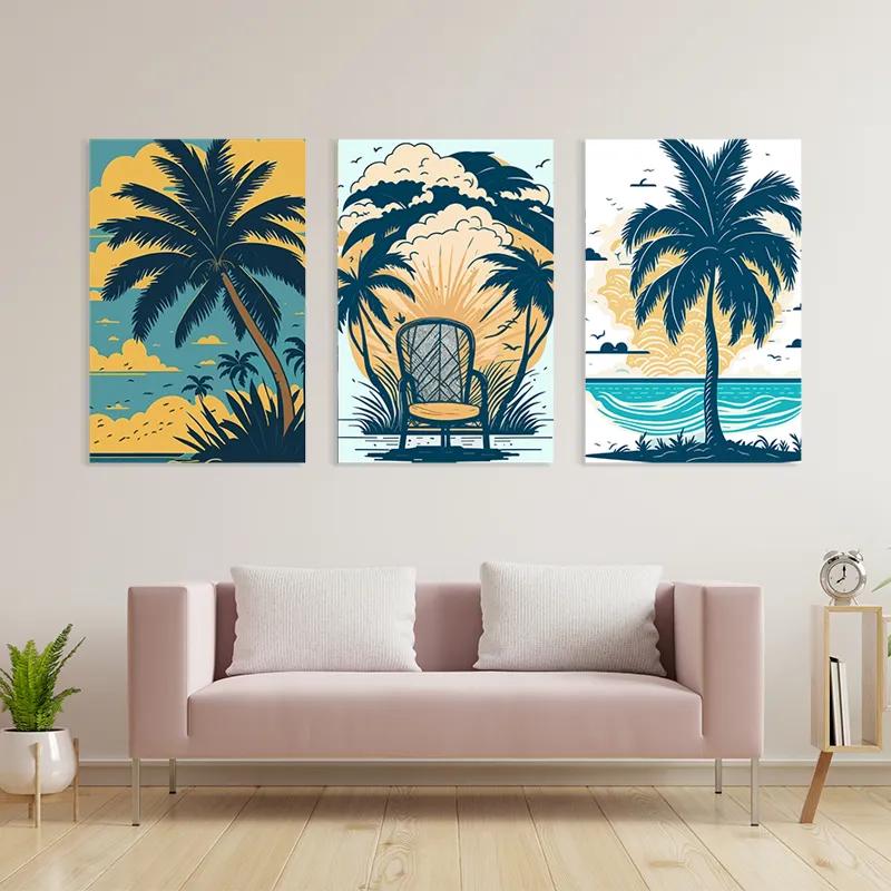 többrészes vászonkép Palm Tree Set mockup 3