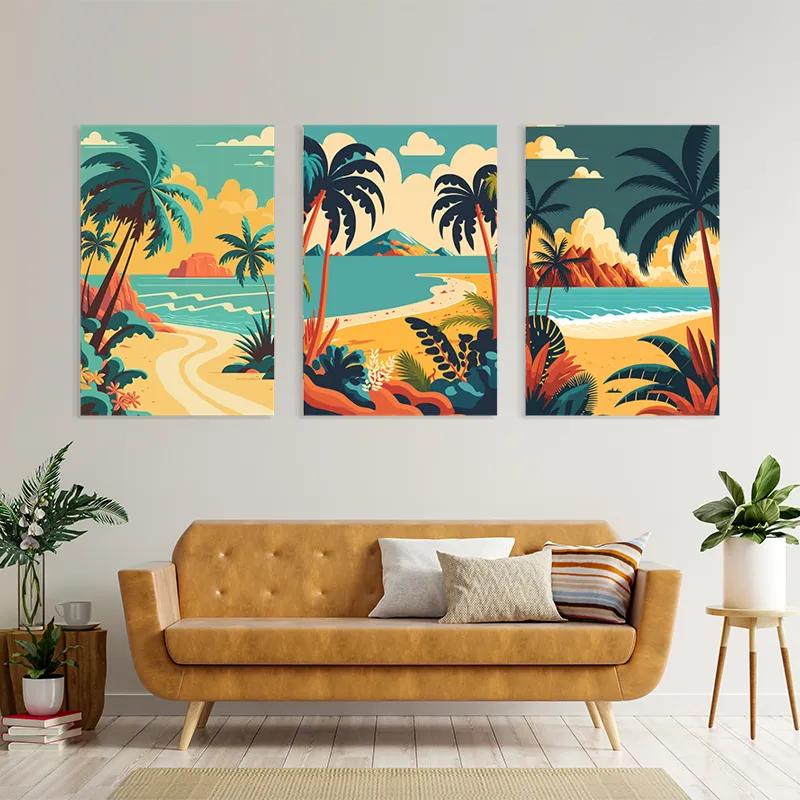 többrészes vászonkép Beach Palm mockup 4