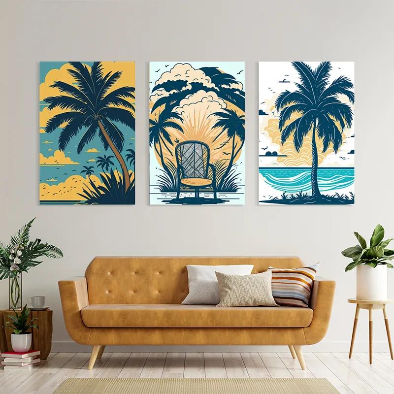 többrészes vászonkép Palm Tree Set mockup 4