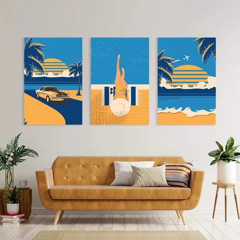 többrészes vászonkép Summer Retro Set mockup 4