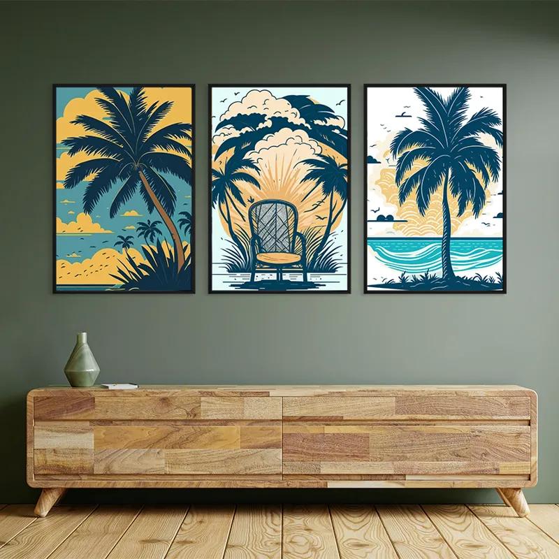 többrészes vászonkép Palm Tree Set mockup 2