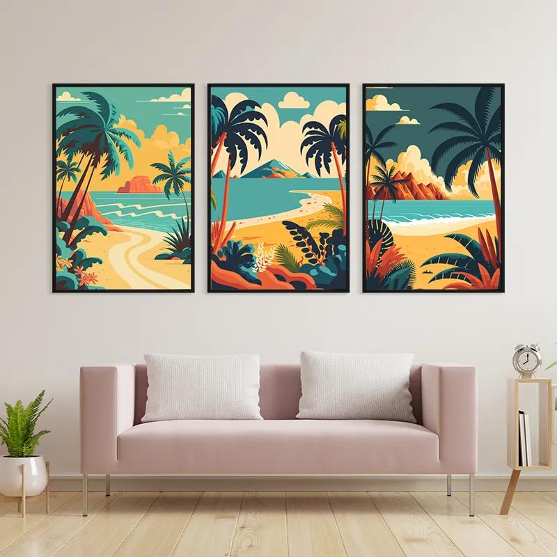 többrészes vászonkép Beach Palm mockup 3