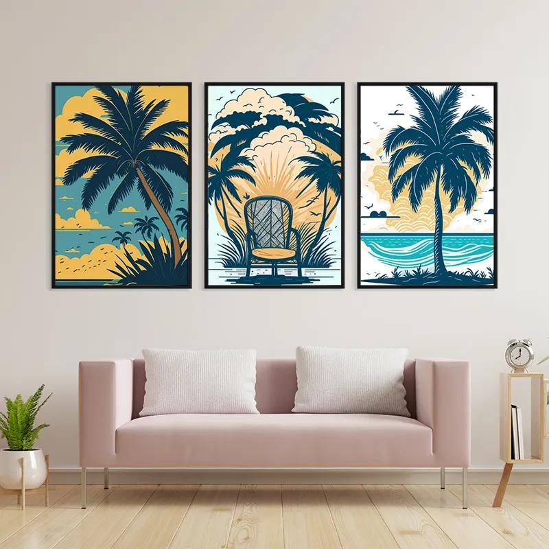 többrészes vászonkép Palm Tree Set mockup 3