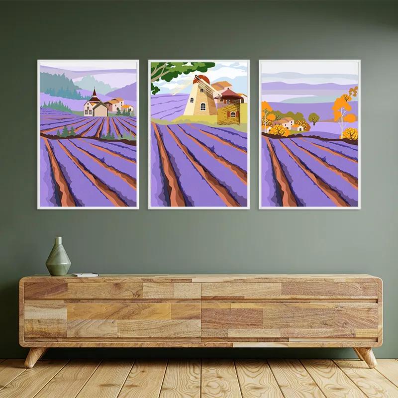 többrészes vászonkép Purple Rural Field mockup 2