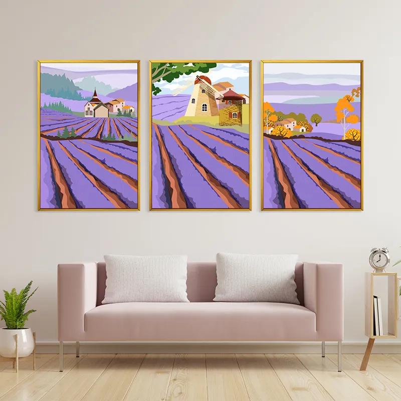 többrészes vászonkép Purple Rural Field mockup 3