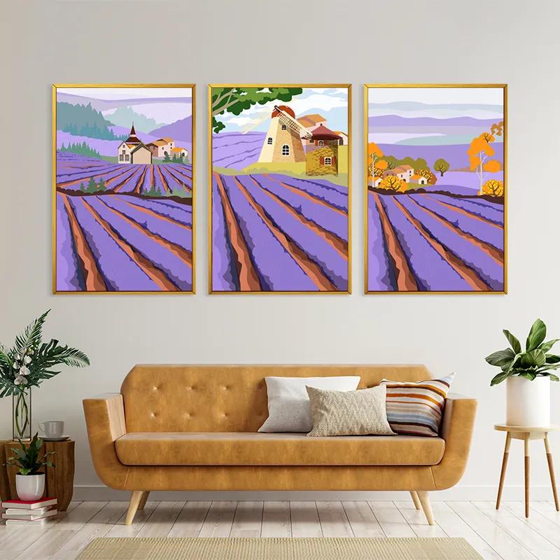 többrészes vászonkép Purple Rural Field mockup 4