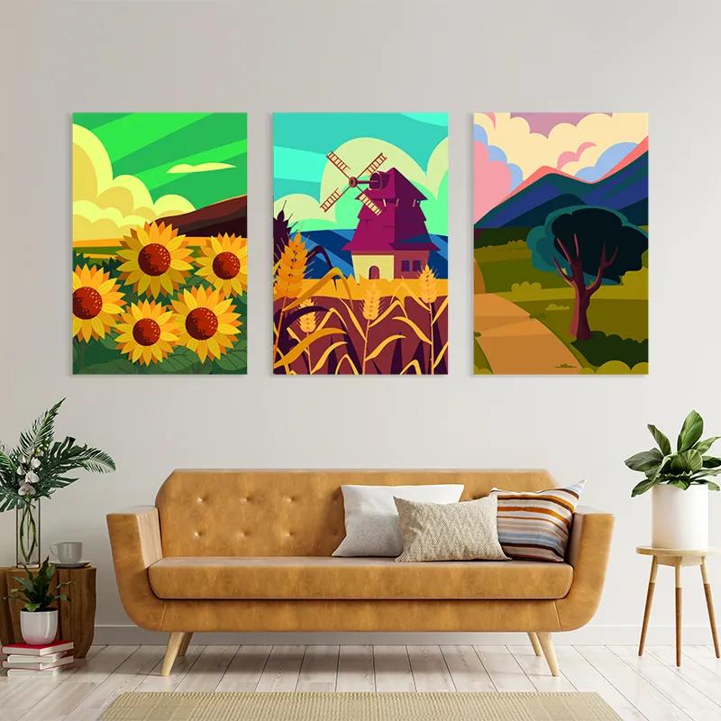 többrészes vászonkép Ruralrt Set mockup 4