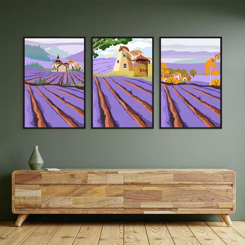 többrészes vászonkép Purple Rural Field mockup 2