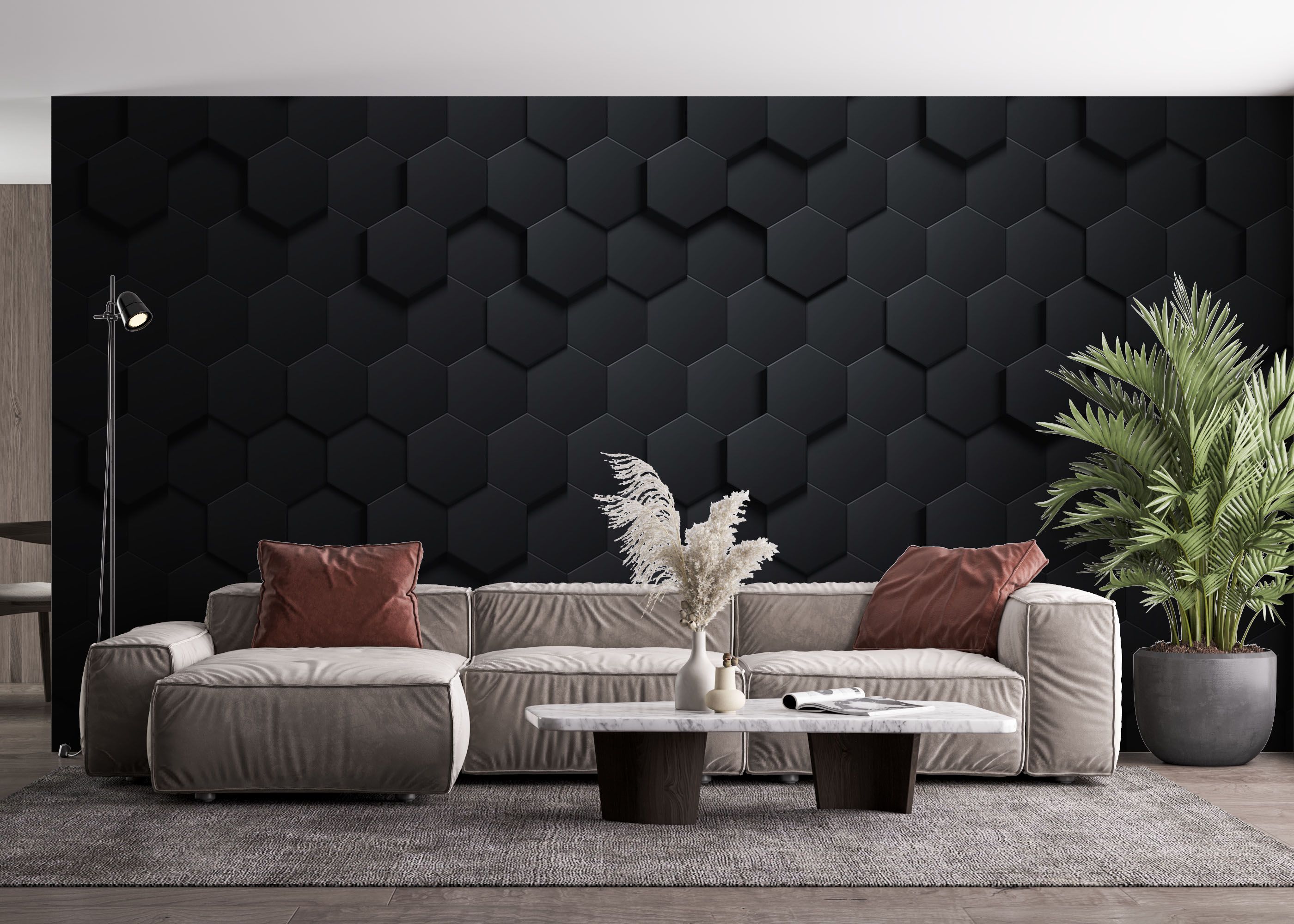 Hexagon 3d Black Art mockup 4