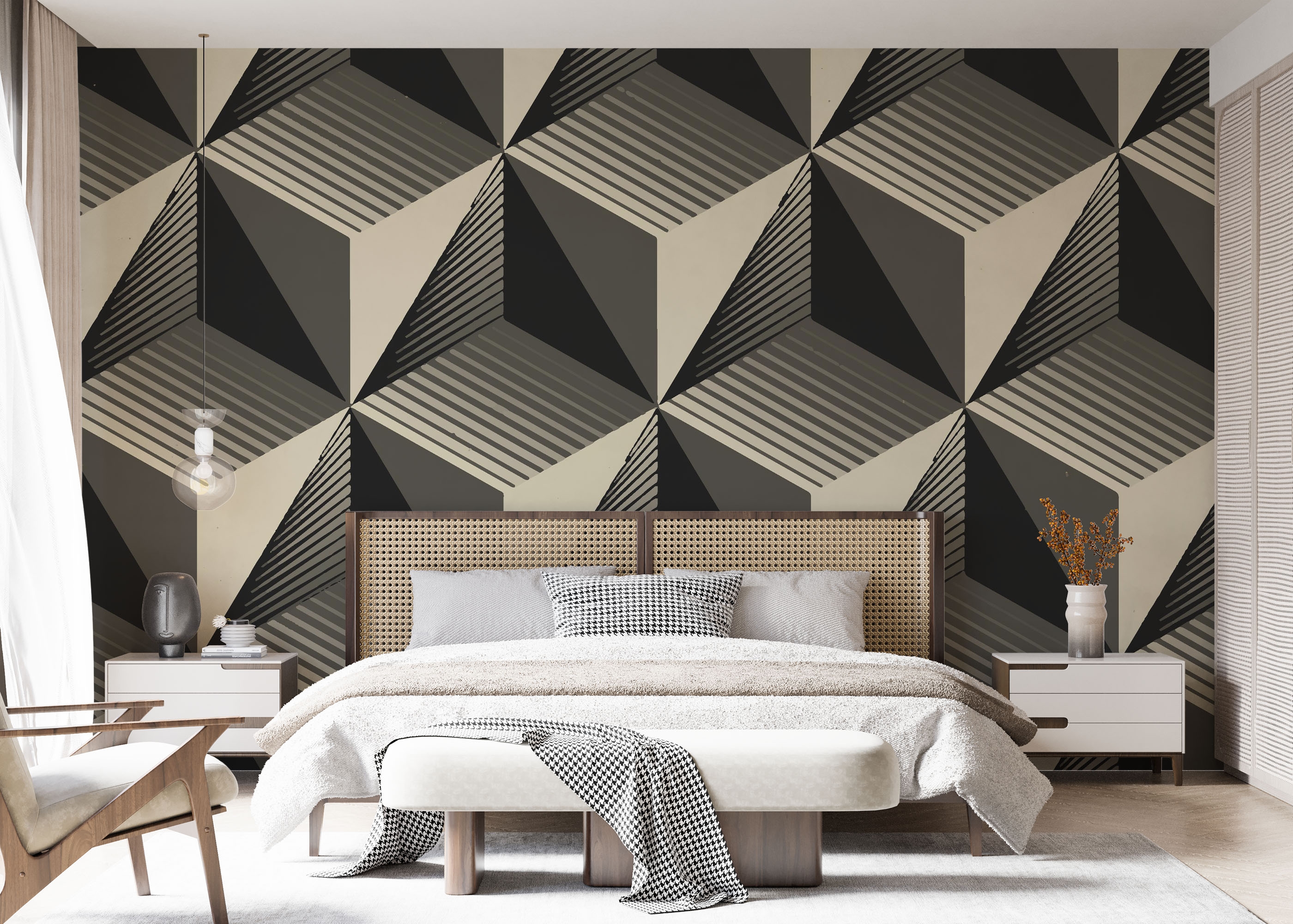 Fotótapéta Cream Square Shadow világos geometrikus kompozícióval