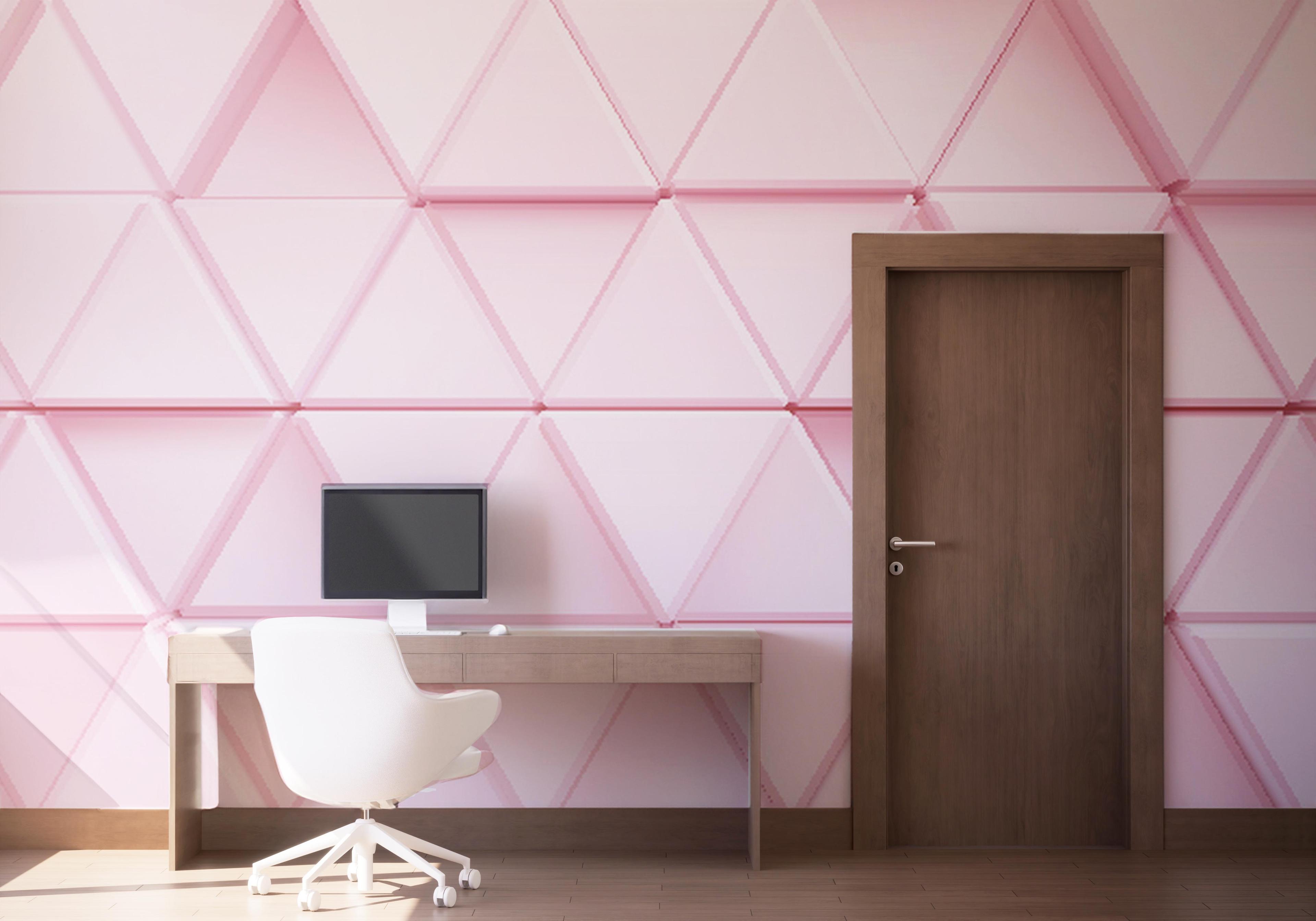 Fotótapéta Pink 3d Triangle mockup 1