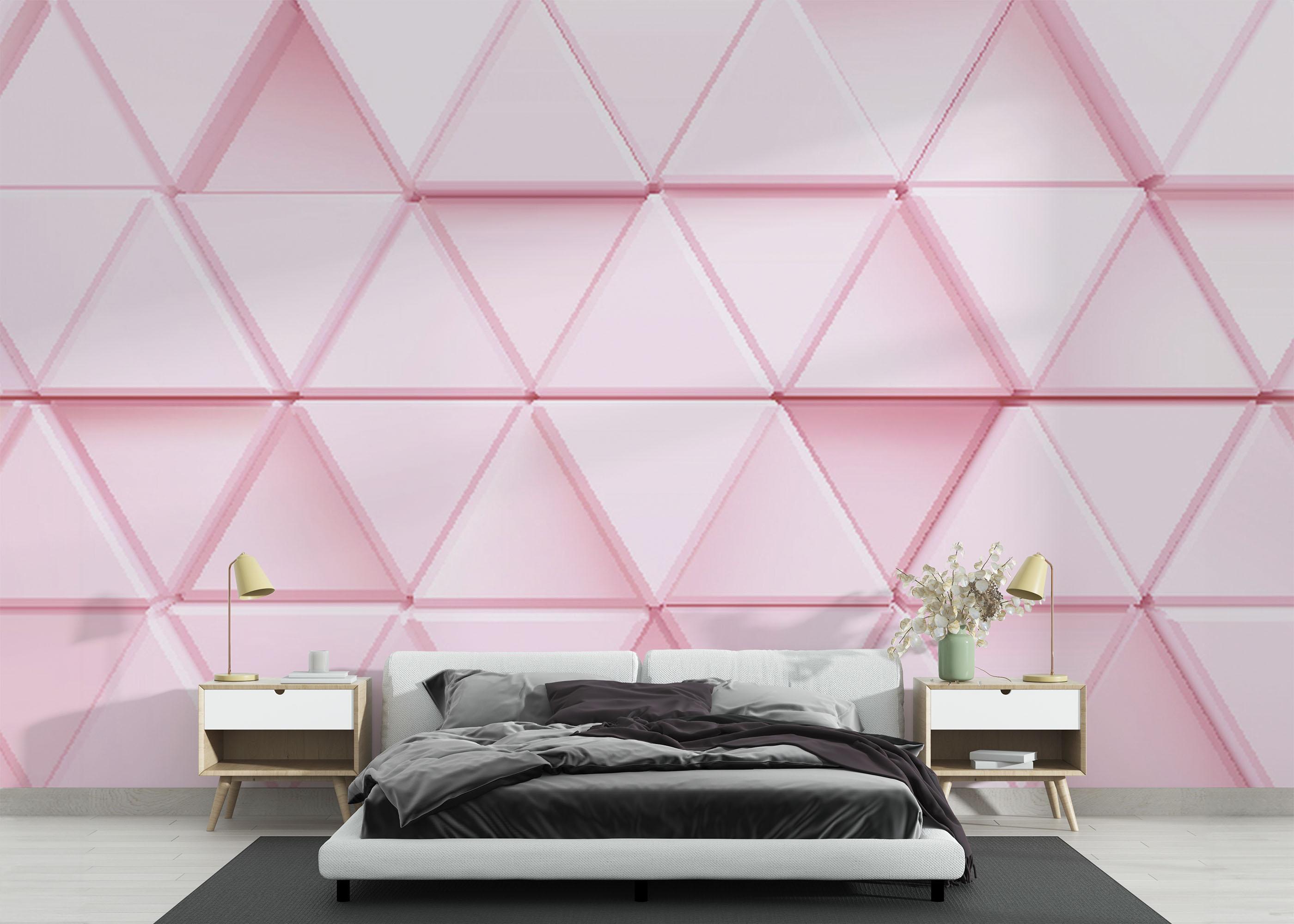 Fotótapéta Pink 3d Triangle mockup 3