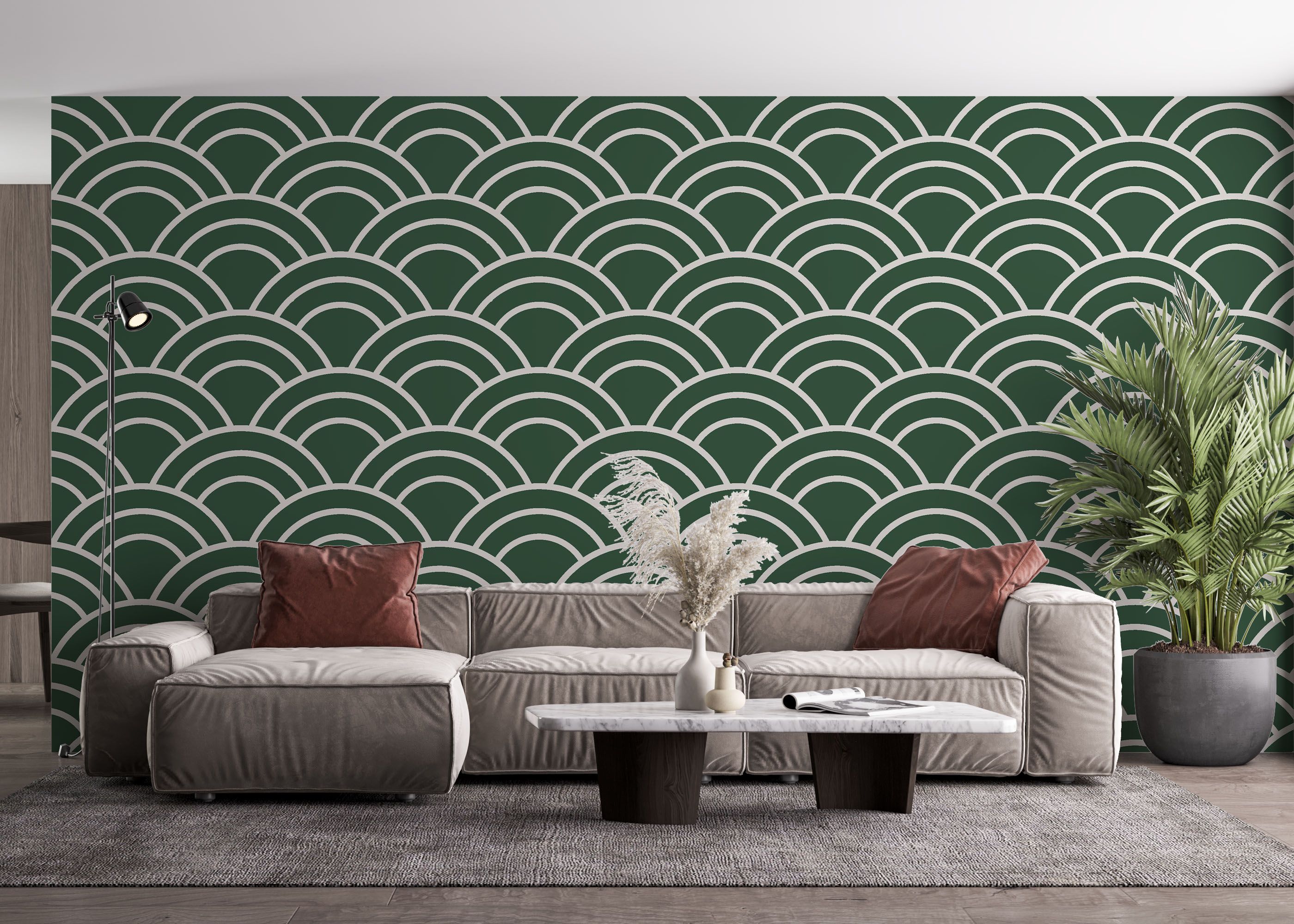 Green Semicircle Pattern mockup 4