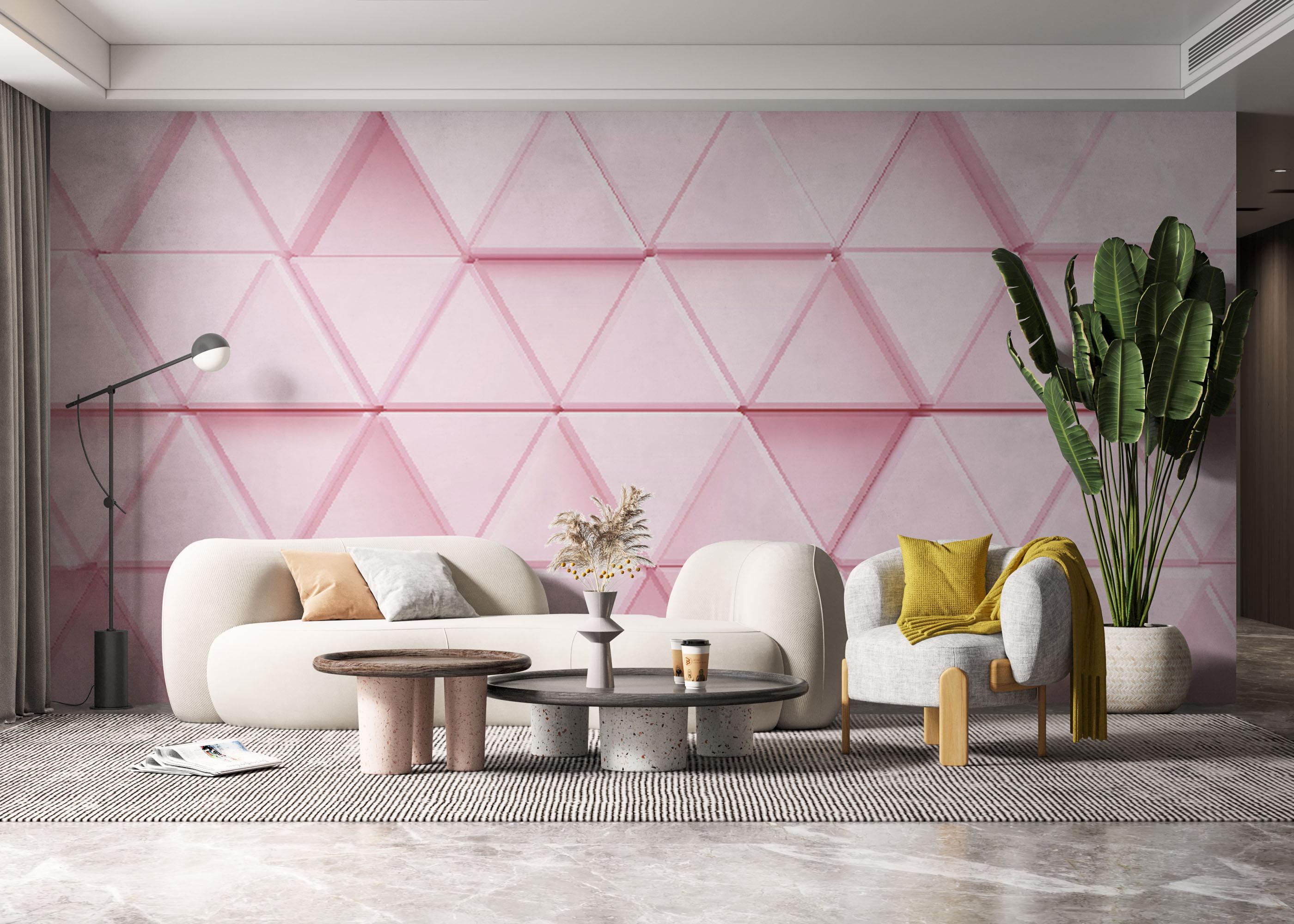 Fotótapéta Pink 3d Triangle mockup 6