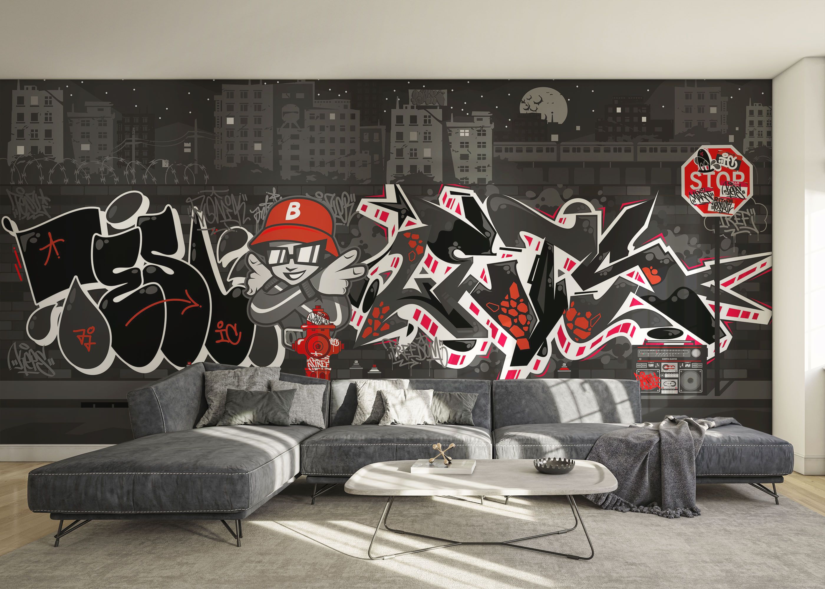 Graffiti Grey Wall mockup 0