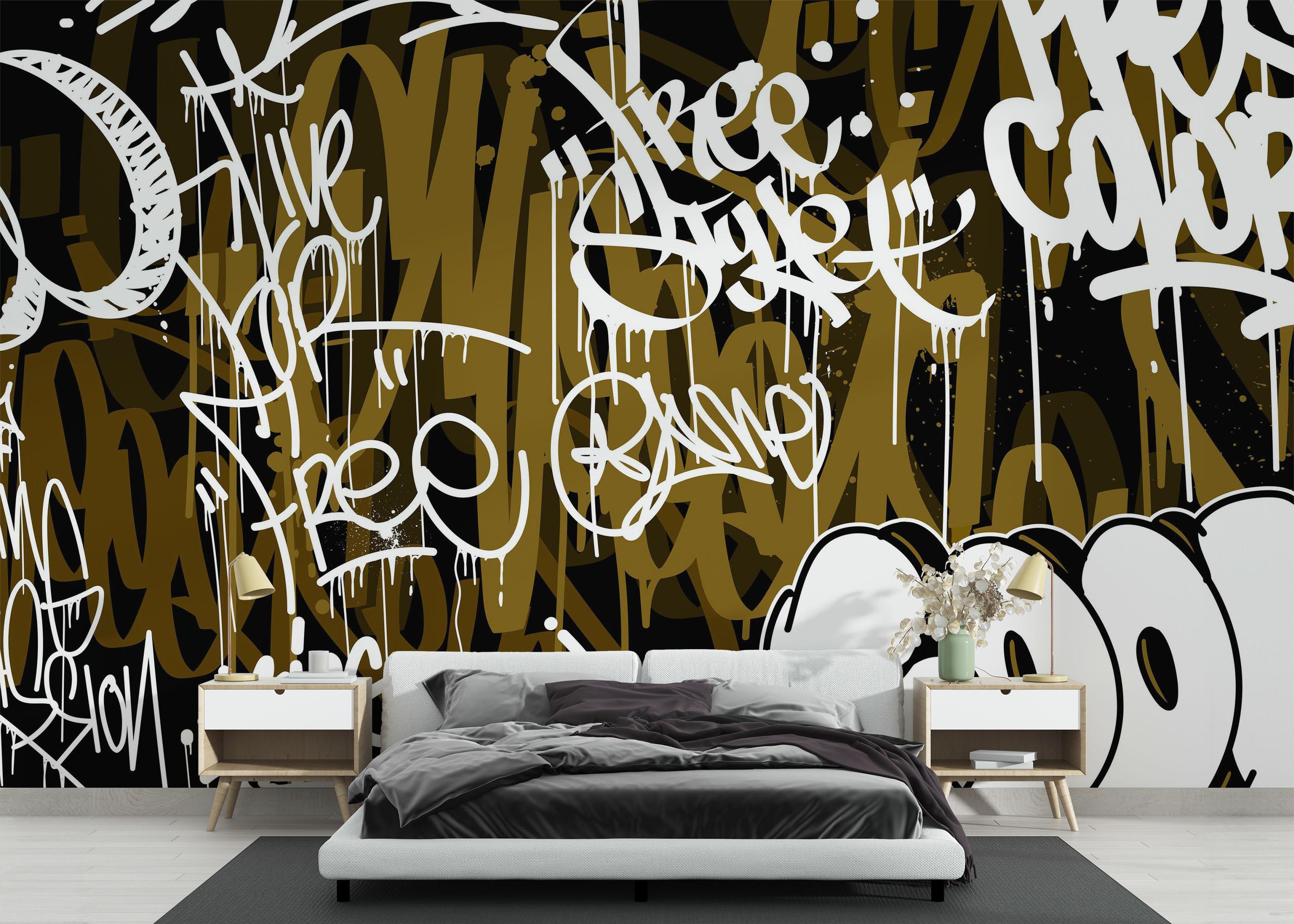 Fotótapéta Brown White Graffiti mockup 3
