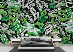 Green Letters Graffiti mockup 3