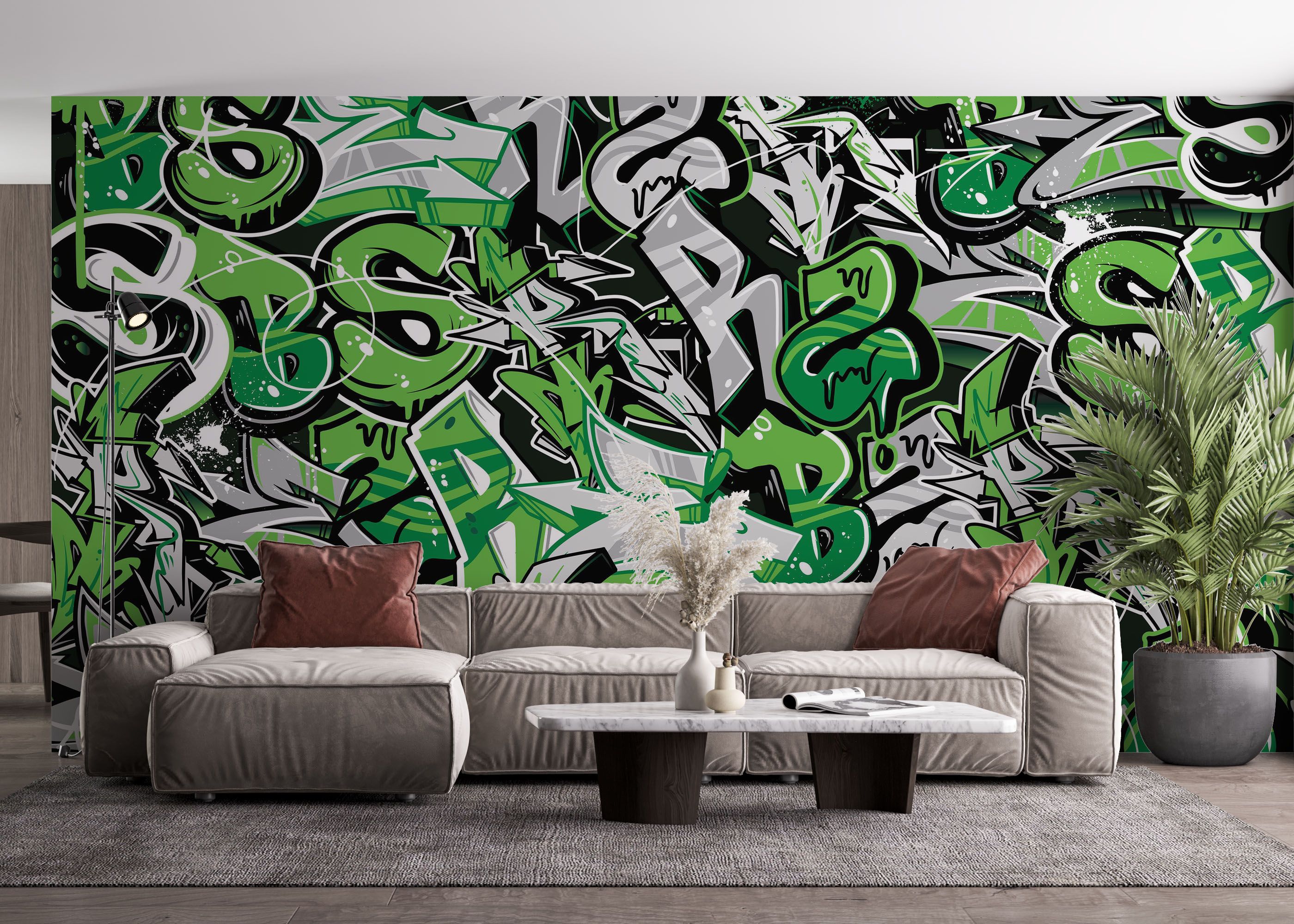 Green Letters Graffiti mockup 4